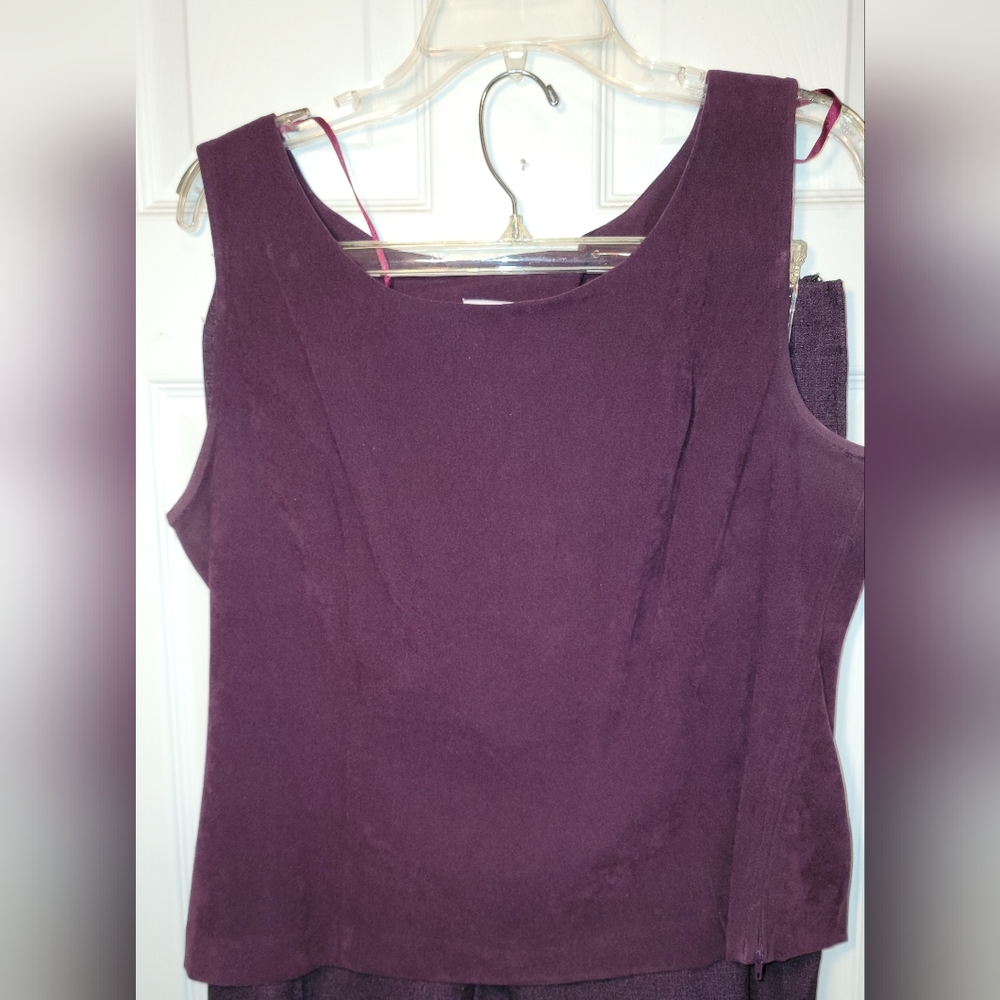 Ladies Size 14 3 Piece Plum Colored Pant Suit - Picture 2 of 9